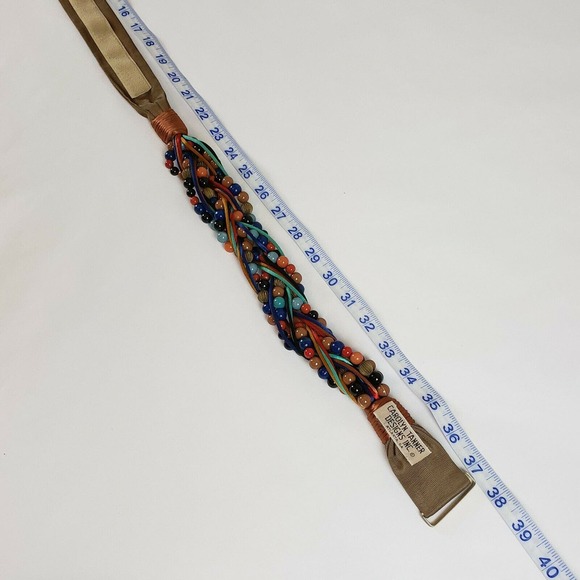 Designer Carolyn Tanner Vintage Beaded Cord Hippie Boho Festival Adjustable Belt main image 7